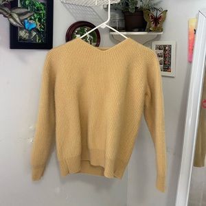 Yellow cute minimalist 100% cashmere sweater
